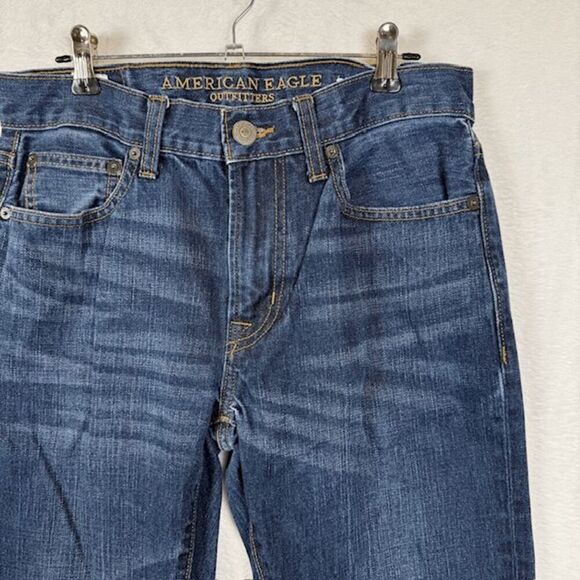 American Eagle Original Straight 100% Cotton Men's Jeans Whisker Wash 29 x 30 - Picture 3 of 13